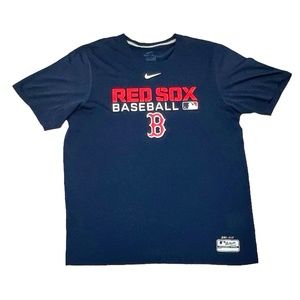 NIKE MLB DRI-FIT NAVY BLUE BOSTON RED SOX SHORT SLEEVE SHIRT